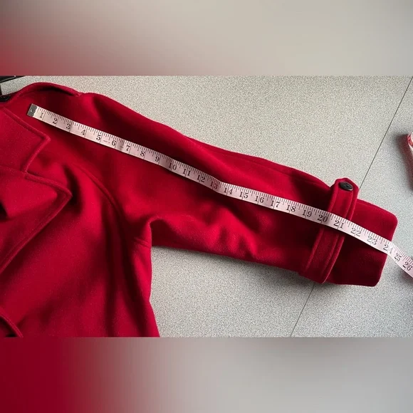 DIANA CHARLES Elegant Red Wool Cashmere Blend Coat Size 11/12 - Picture 11 of 16